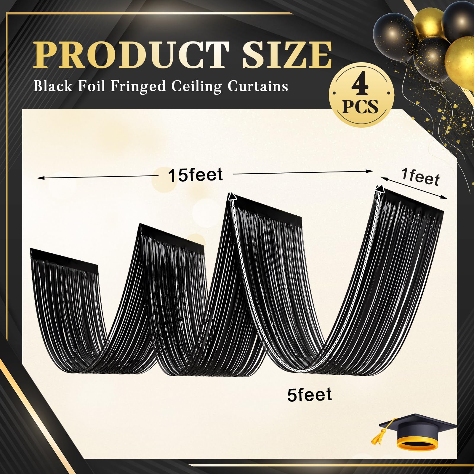 4 PCS Black Tinsel Fringe Ceil - Tinsel Garland Decoration review and price