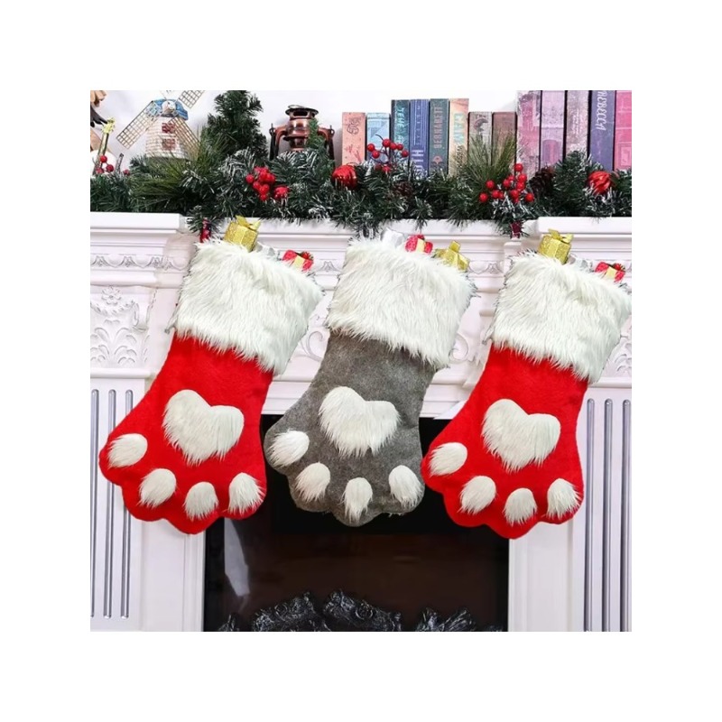 Winter Plush Dog Paw Christmas - Christmas Stocking Hanging review and price