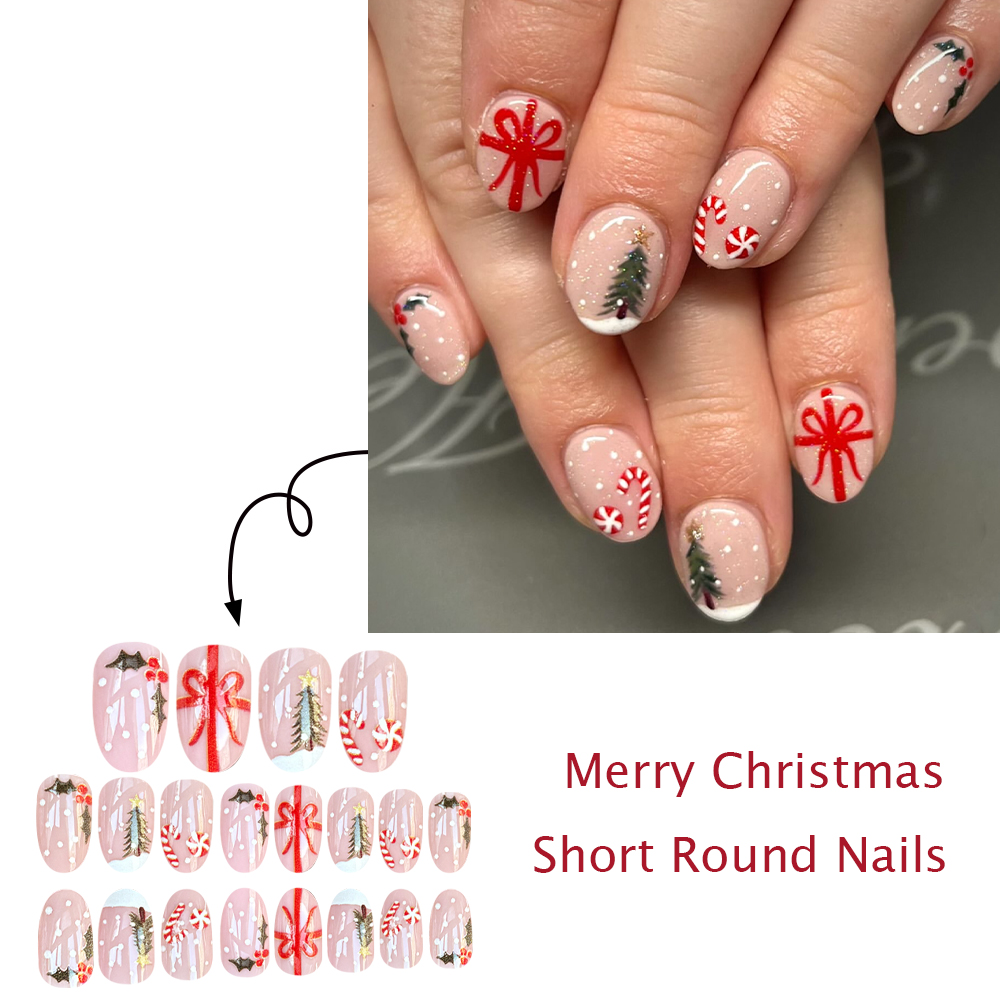 Short Round Press On Nails Chr - Christmas Tree Artificial review and price